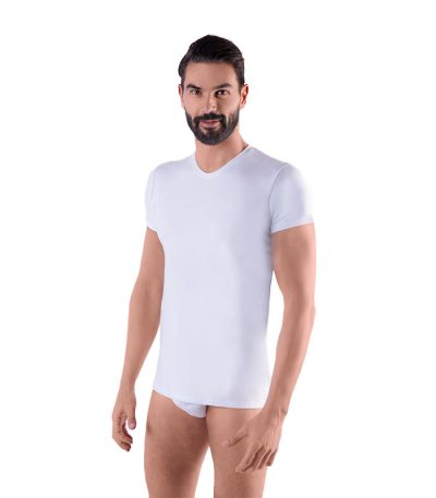MAGLIA-INTIMA-UOMO-MEZZA-MANICA-SCOLLO-V-BIANCO-CARLO-RE