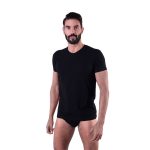 MAGLIA-INTIMA-UOMO-MEZZA-MANICA-SCOLLO-V-NERO-CARLO-RE