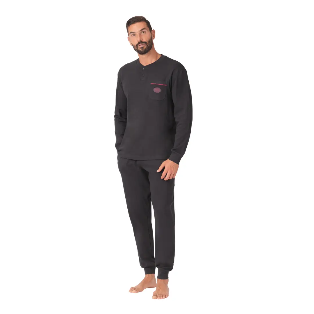 MW80010000000 (3) Pigiama Uomo Lungo Serafino - immagine 1