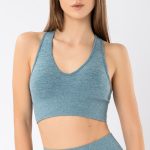 KEOS Reggiseno Sportivo Traspirante con Scollo a V e Spalline Larghe per Fitness