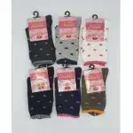 6 MiA Calze Corte Bambina Misto Cotone Motivo Cuori Bordo Arricciato per Uso Quotidiano