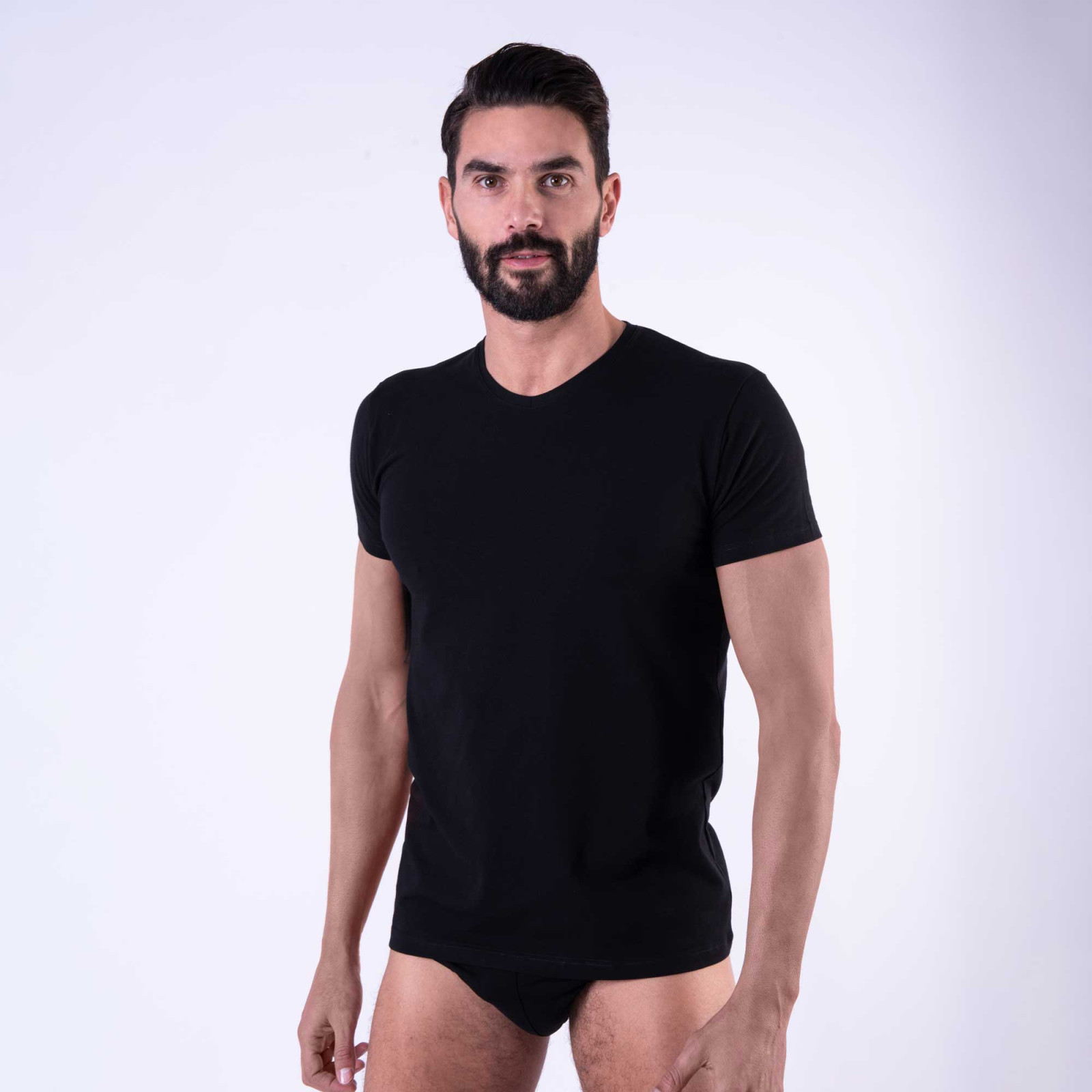 0-246.jpg Unibasic Maglia Intima Uomo Cotone Scollo V - immagine 1