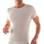 Liabel Maglia Intima Uomo Girocollo Maniche Corte in Lana e Cotone Traspirante