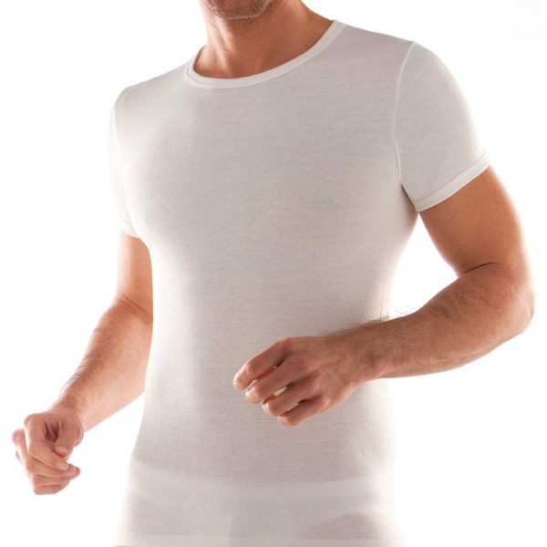 Liabel Maglia Intima Uomo Girocollo Mezza Manica esterno lana (10%) - interno cotone 100%