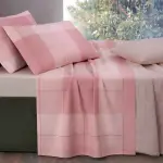 Completo lenzuola matrimoniale fantasia quadri rosa Gabel