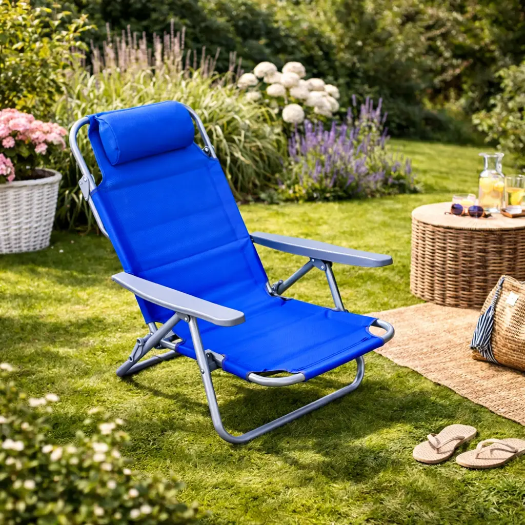 512019 Sedia sdraio 5 posizioni con seduta in tessuto Oxford colore blu - immagine 1