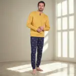 Pigiama uomo 100% cotone con pantalone fantasia - immagine 2