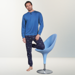 Pigiama Uomo 100% Cotone con Pantalone Fantasia All Over
