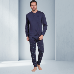 Pigiama Uomo 100% Cotone con Pantalone Fantasia All Over - immagine 2