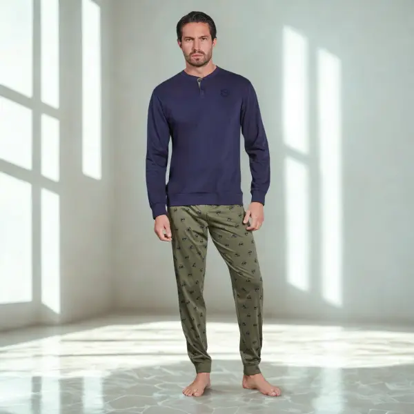 Pigiama uomo 100% cotone con pantalone fantasia tema urban