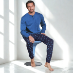 Pigiama uomo 100% cotone con pantalone fantasia tema urban - immagine 2