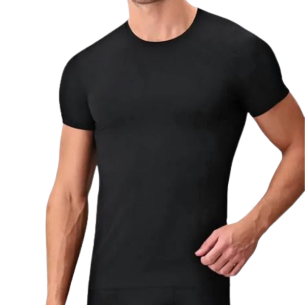 Liabel Maglia Intima Uomo Mezza Manica 100% Cotone Aderente Colore Nero