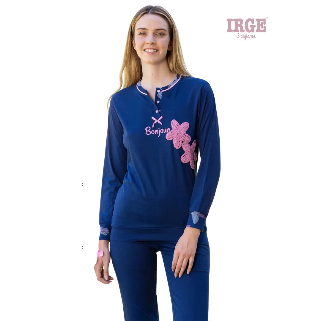 MIL2604000ALP Pigiama Da Donna In Cotone Manica Lunga e Pantalone Coordinato - immagine 1