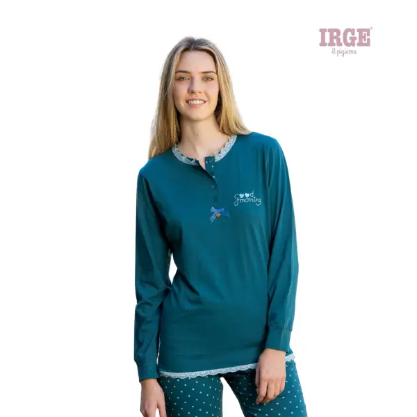 Pigiama lungo donna in 100% cotone Irge