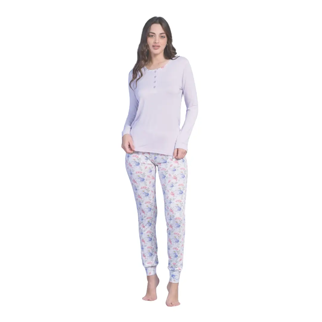 ODLE260000GTI Pigiama donna Oronero in viscosa con maglia a manica lunga - immagine 1
