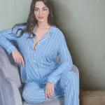 Pigiama donna a righe maniche lunghe