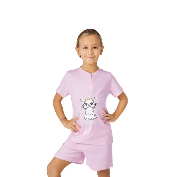 Pigiama ragazza in 100% cotone con maglia a manica corta