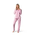 Pigiama Donna Aperto con Bottoni in 100% Jersey di Cotone - immagine 2