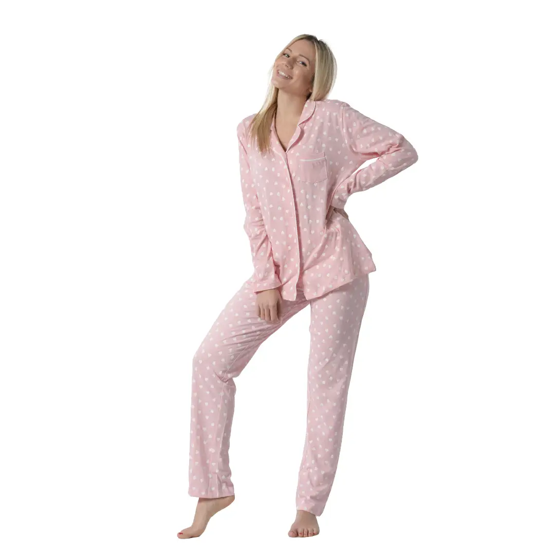 WS26002000TEX_rs Pigiama Donna Aperto con Bottoni in 100% Jersey di Cotone - immagine 1
