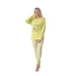 Pigiama Donna in 100% Jersey di Cotone con Maglia a Manica Lunga e Pantalone Lungo