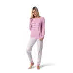 Pigiama Donna Lungo con Maglia a Manica Lunga e Pantalone con Polsino