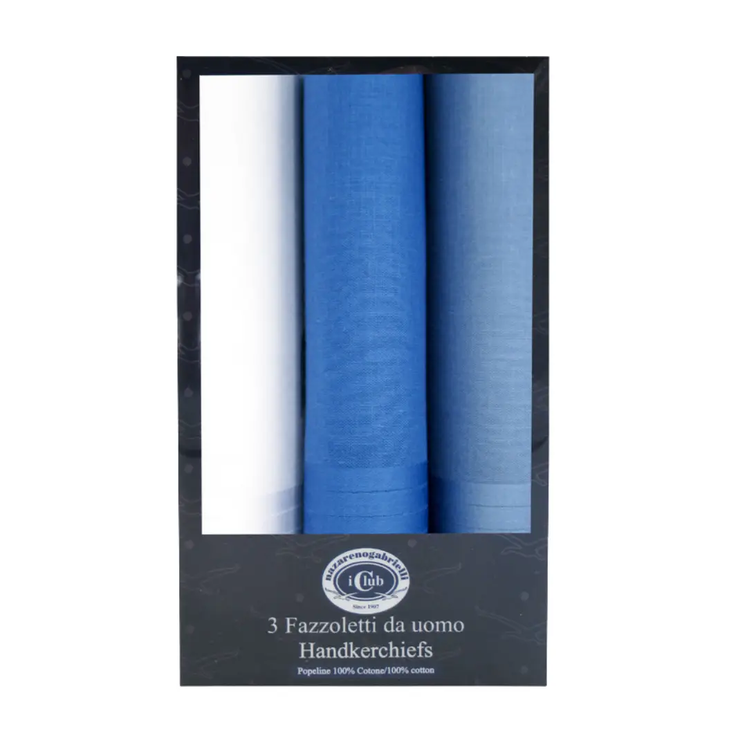 HANKY03000NAN Tris Fazzoletti da Uomo in 100% Cotone 40x40 cm - immagine 1