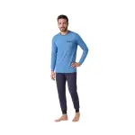 Pigiama Uomo Carlo Re in 100% Cotone con Maglia Serafino e Pantalone Lungo - immagine 2