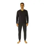 Pigiama Uomo Lungo con Maglia a Scollo V e Pantalone Fantasia Gessata