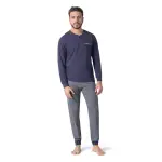 Pigiama Uomo in 100% Cotone Pettinato con Maglia Serafino e Pantalone Lungo