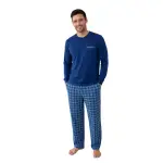 Pigiama Uomo Lungo con Maglia Serafino e Pantalone a Quadri