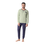 Pigiama Uomo Lungo con Maglia Serafino e Pantalone con Polsini