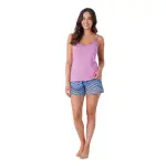 Pigiama Donna Corto in Cotone con Top a Spalline e Pantaloncino Fantasia
