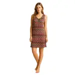 Camicia da Notte Donna Smanicata con Scollo a V e Fantasia Geometrica