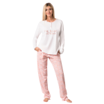 Pigiama Donna in 100% Cotone Pettinato con Maglia Serafino e Pantalone Lungo Fantasia - immagine 2