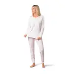 Pigiama Donna Lungo con Maglia Serafino e Pantalone Fantasia a Quadri