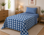 Completo Lenzuola Una Piazza in 100% Cotone con Fantasia Geometrica - immagine 3