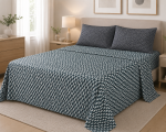 Completo Lenzuola Due Piazze in 100% Cotone con Fantasia Geometrica