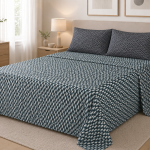 Completo Lenzuola Due Piazze in 100% Cotone con Fantasia Geometrica