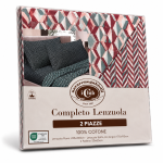 Completo Lenzuola Due Piazze in 100% Cotone con Fantasia Geometrica - immagine 4