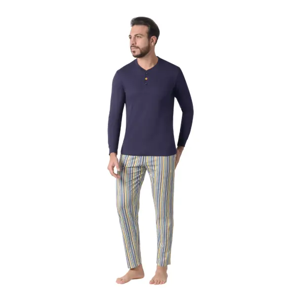 Pigiama Uomo in 100% Cotone con Maglia e Pantalone a Righe