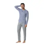 Pigiama Uomo in 100% Cotone con Maglia e Pantalone a Righe - immagine 2