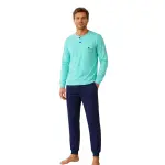 Pigiama Uomo in 100% Cotone con Maglia Serafino - immagine 2