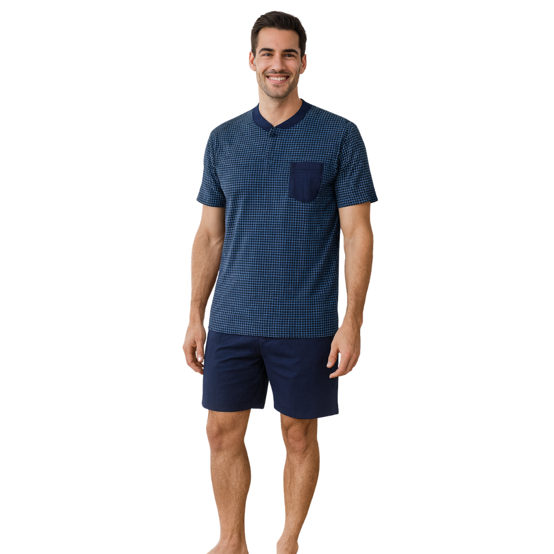 MS80005000SMF_JE Pigiama Uomo Corto in 100% Cotone Jersey Fantasia - immagine 1