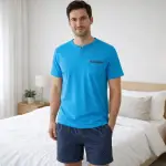 Pigiama uomo corto 100% cotone - immagine 2