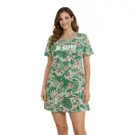 Camicia Da Notte Donna A Manica Corta Fantasia Tropicale