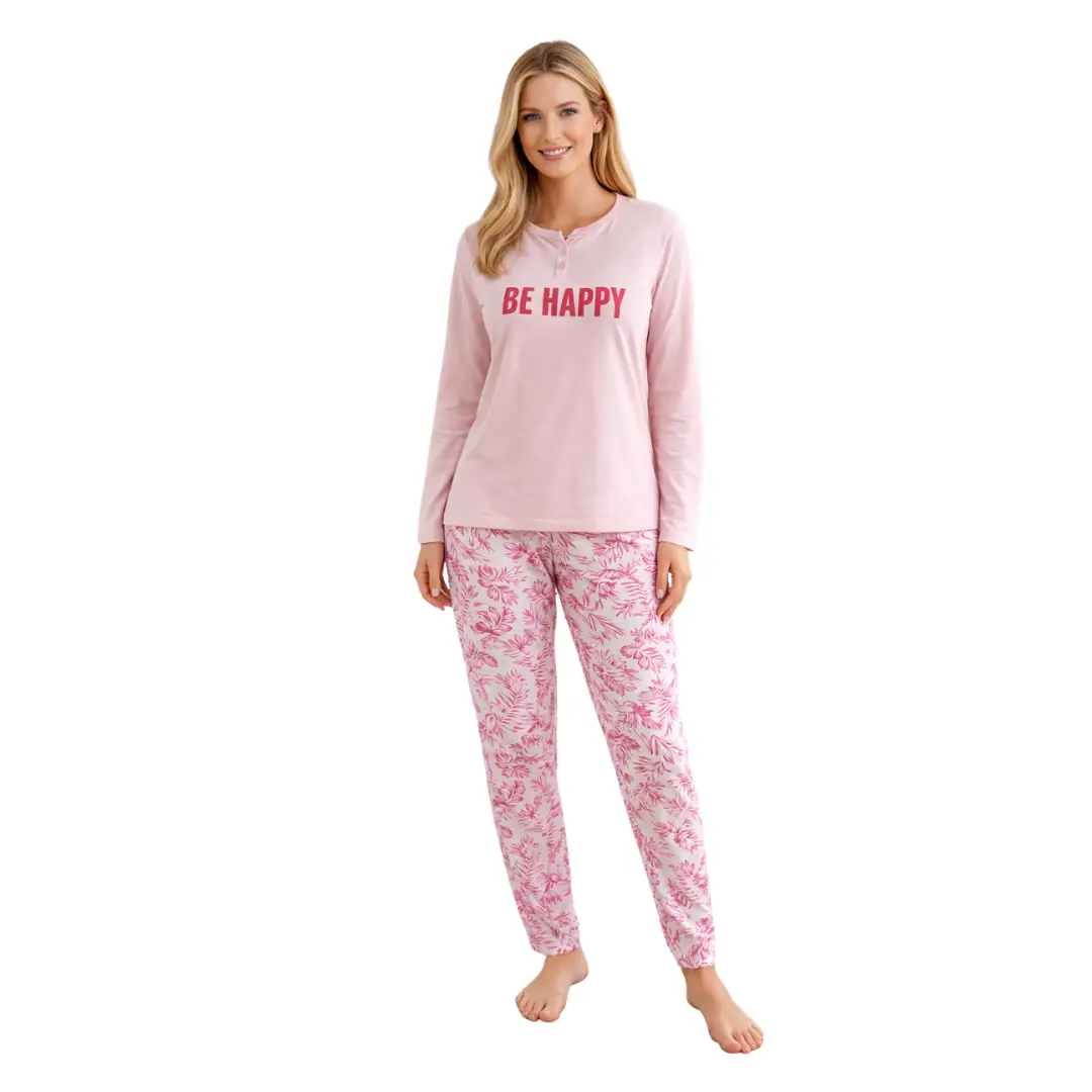 WS26140000SWE_rs Pigiama Donna Lungo Serafino e Pantalone Fantasia - immagine 1