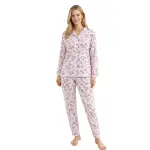 Pigiama Donna Lungo con Camicia Aperta e Fantasia Floreale