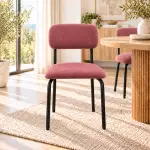 Pack 6 Sedie Rosa con Seduta Imbottita e Struttura in Metallo